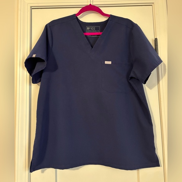 Figs Dark Blue V-Neck Scrub Top - Picture 1 of 3